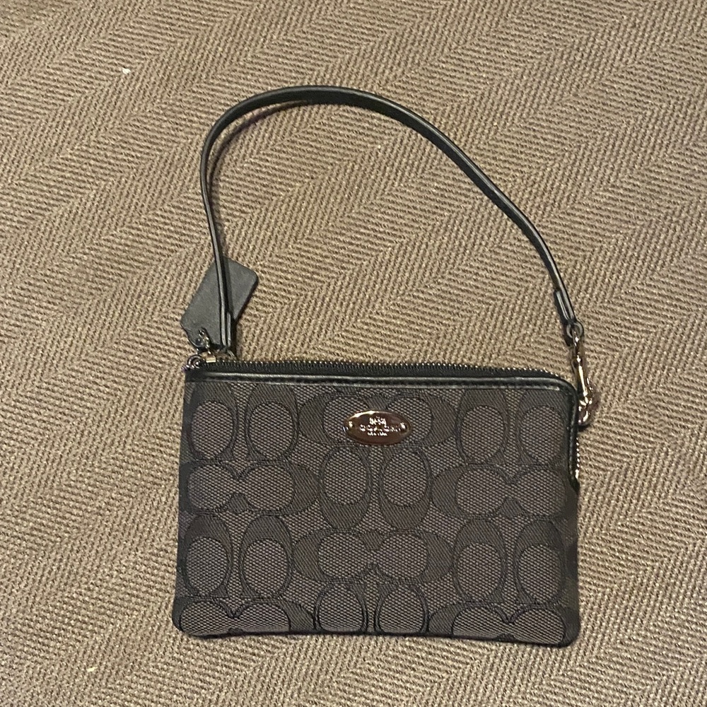 Coach Black and Gray Signature Wristlet